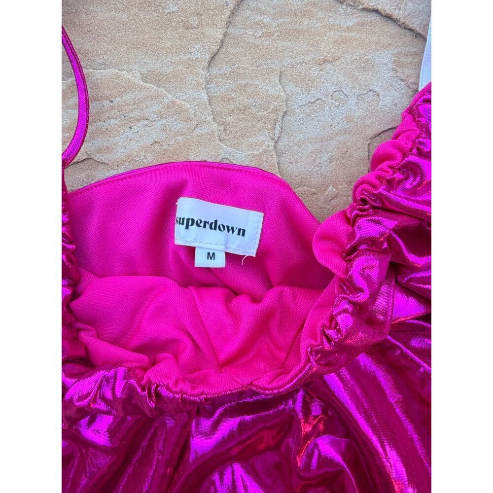 Superdown Manuela Ruched Mini Dress in Hot Pink Medium - Picture 3 of 4